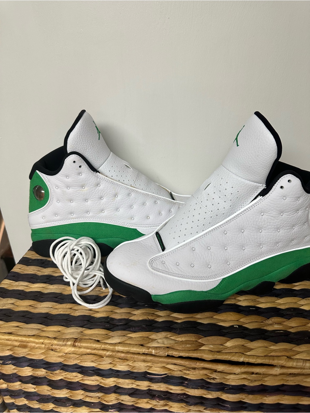 Air Jordan 13 Retro “Lucky Green” White, Black & Green High-Top Sneakers